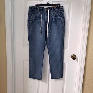 Blue Turtle Juniors Light Blue Washed Denim White Drawstring Waist Size 11